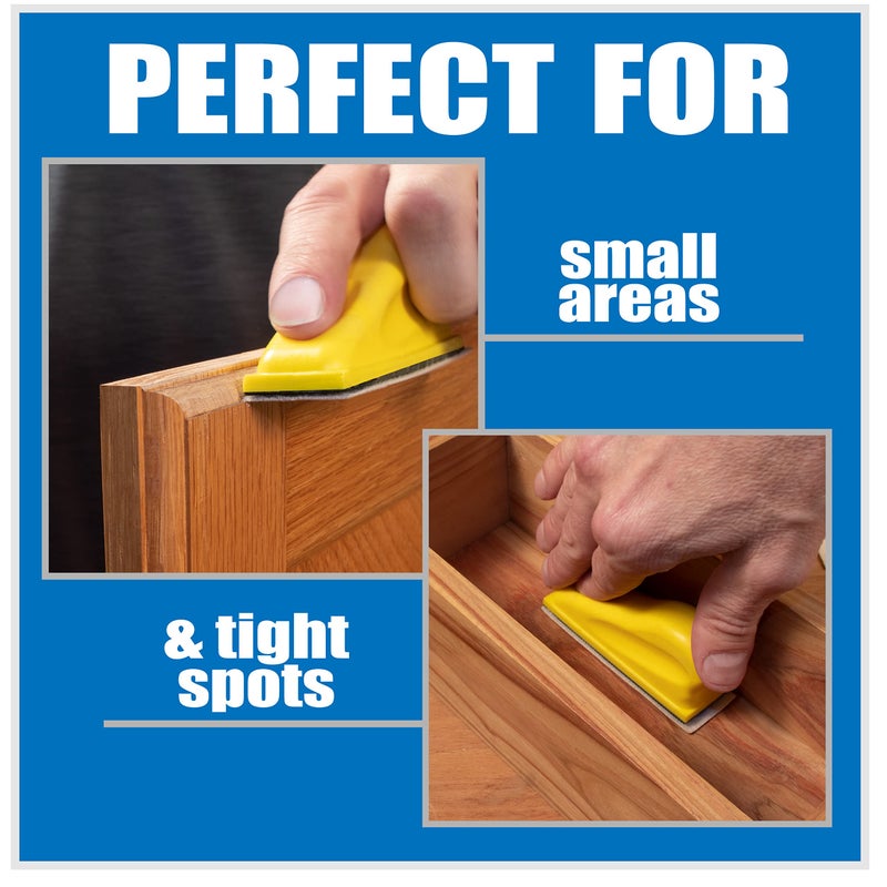 كيستون أداة صنفرة الأصابع الصغيرة من Sanding Mouse للحرف اليدوية مع 50 شريطًا من ورق الصنفرة الذهبي المقطوع مسبقًا، أداة صنفرة صغيرة بسحاب صغير لمشاريع الأعمال الخشبية، 80، 120، 150، 220، 400 ورقة رمل - Image 2